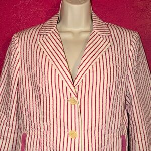 BCBGMaxAzria cotton Pink & cream  stripe Blazer. Coquette girl, Barbiecore Sz S.